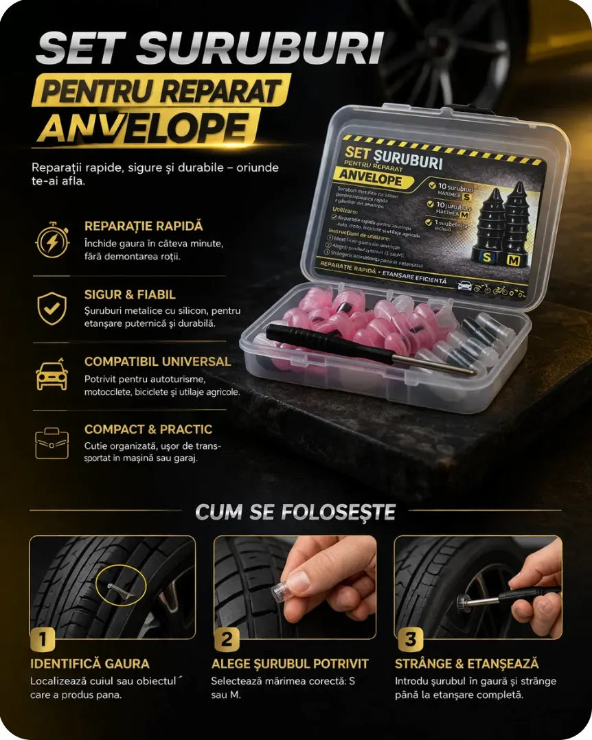 Set de reparat cauciucuri 20buc
